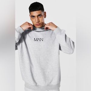 Boohoo Oversized Original MAN Print Hoodie Grey Size XXS